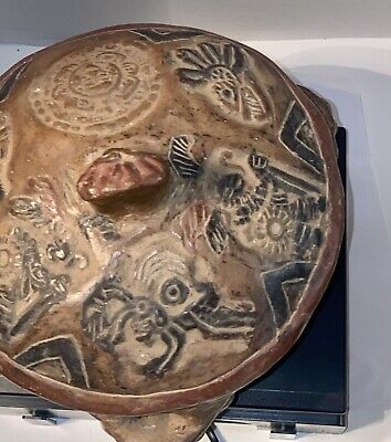 Pre-Columbian Tripod Terracotta  Mayan Bowl w/ Painted Interior