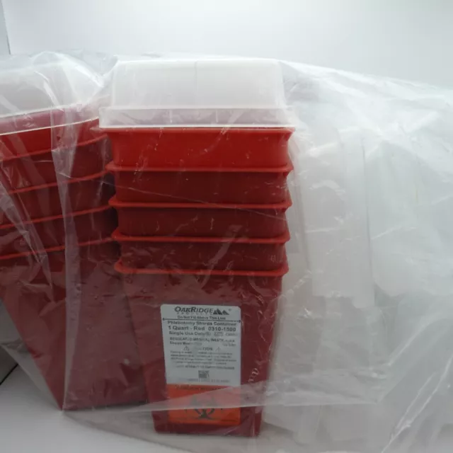 (Pack Of 9) OakRidge Products Red 1 Quart Size Sharps Disposal Container OpenBox