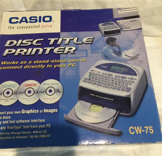 CASIO DISC TITLE Printer with Qwerty keyboard Model Number CW75