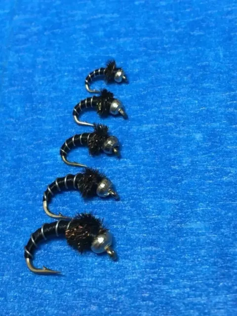 zebra midge black silver bead and wire peacock herl collar sizes 12 14 16 18 20
