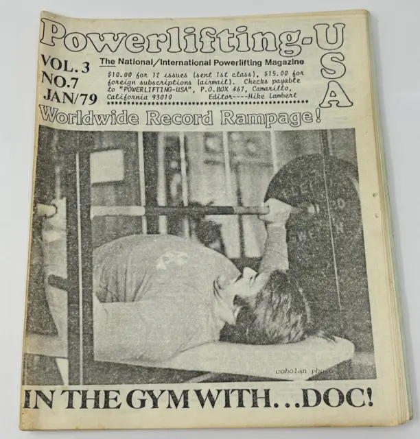 Powerlifting USA Bodybuilding Magazine Issue #7 Vol. 3 Jan 1979 Gym with Doc
