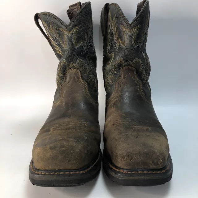 ARIAT WORK SIERRA Square Toe Steel Toe Dark Brown/Green Leather Boots ...