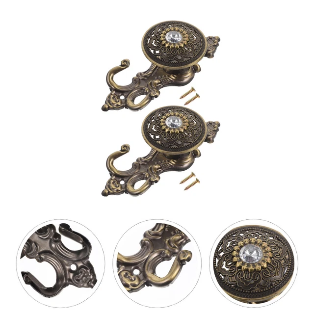 2 Pcs Cloakroom Hook Wall Mounted Curtain Tieback Towel Hanger Holder Crystal