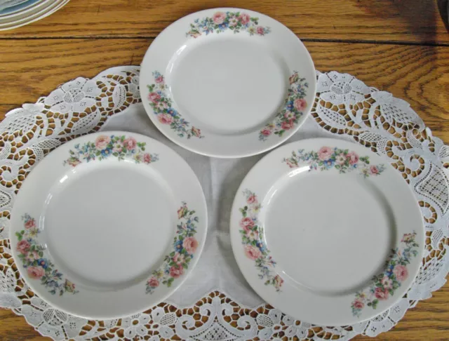 Vintage Syracuse China Old Ivory O.P.CO Flowers 6 1/4" Plates ~ Set of 3 ~