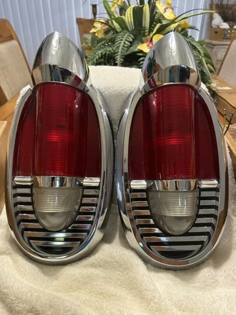 1956 Mercury Tail Lights Assemblies Housing Pair Genuine Fomoco NOS Orig Boxes