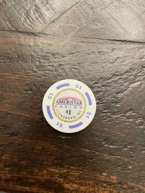 Ameristar Casino Vicksburg MS - $1 Casino Chip Ceramic Excellent Condition