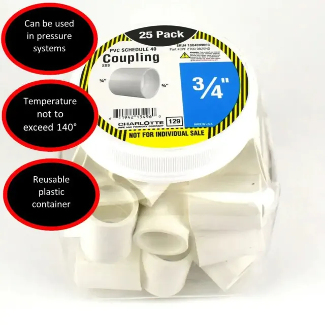 3/4 in. PVC Schedule 40 S x S Coupling Pro Pack (25-Pack)(Free Shipping)