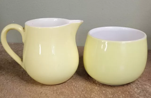 Vintage 1960s, Denby/Langley 'Casino Ware' Milk Jug/Creamer & Sugar Bowl, Yellow