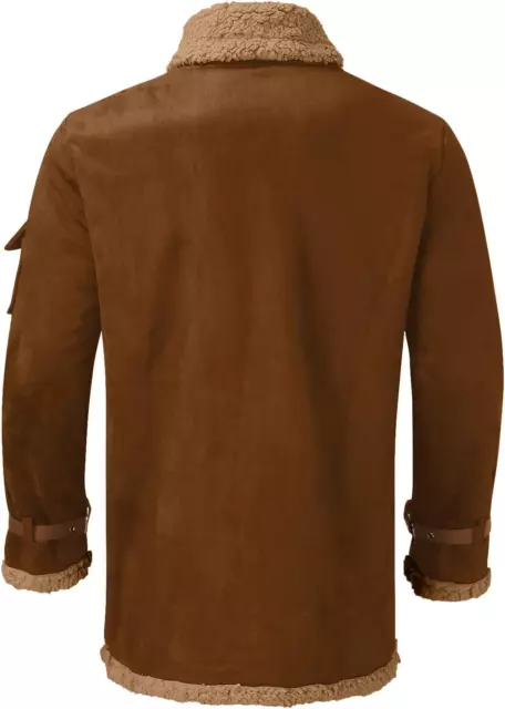 FAUX LEATHER JACKET Men Suede Faux Fur Jacket Outwear Coat Winter ...