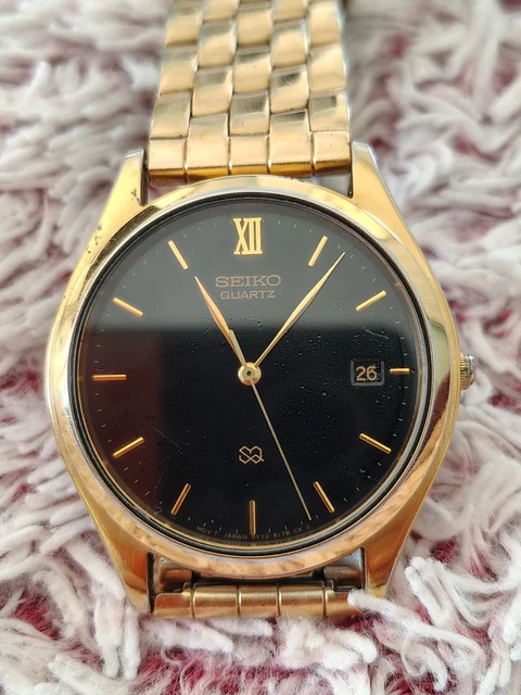 Montre Seiko Quartz Femme Vintage - Réf. SXUC22J - Cadran Noir, Boîtier Or - Années 80 - Neuf Avec étiquettes