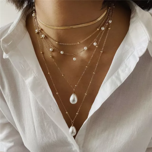 Multilayer Bohemia Necklace Imitation Pearl Pendant Long Necklaces Women Jewelry