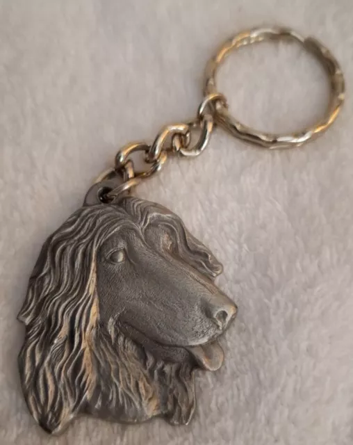 1982 I Love My Afghan Hound Rawcliffe Pewter Keychain Key Ring P Davis