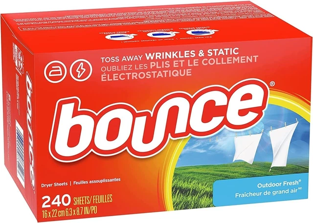 Bounce Dryer Sheets Laundry Fabric Softener, Outdoor Fresh 240 Ct & 120 Ct