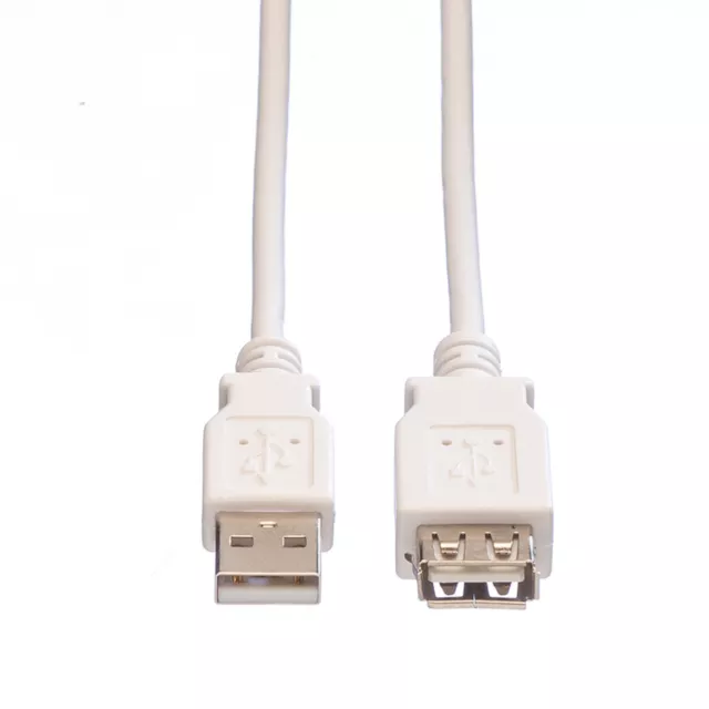 USB 2.0 Kabel, Typ A-A, Stecker/Buchse, weiß, 3 m / USB 2.0 Hi-Speed 480 Mbit/s