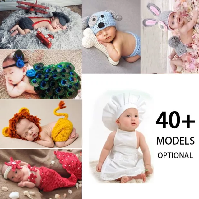 Newborn Baby Photography Props Crochet Knit Costume Photo Hats Outfits Boys Girl