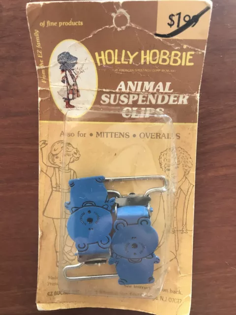 Vintage Holly Hobbie Bear Bunny Animal Suspender Mittens Overall Clips 1970's