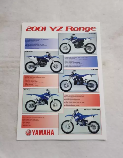 YAMAHA YZ RANGE Motorcycle Sales Leaflet 2001 UK Market YZ426F YZ250 YZ125 YZ80