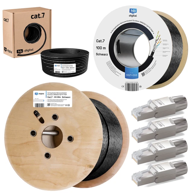 Netzwerkkabel Cat7 Verlegekabel Kupfer Kabel LAN Datenkabel Outdoor Außen UV