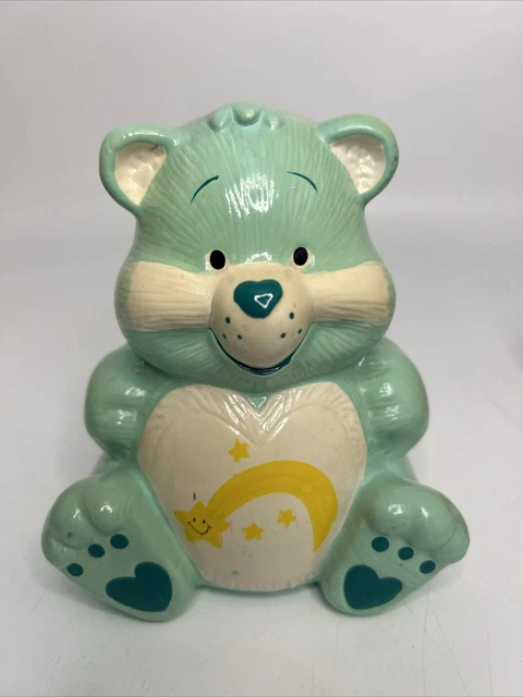 VTG CARE BEAR Wish Bear Piggy Bank Figure w/ Heart Nose Shooting Star