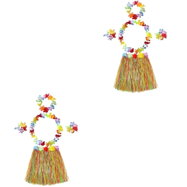 2 Sets Ornamenti Per Bambini Di Gonna Paglia Abbellimenti Floreali Abito Adulto