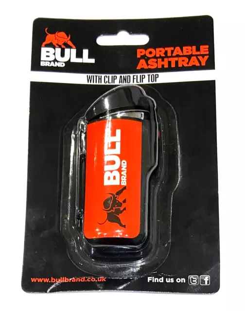 BULL BRAND Portable Pocket Ashtray Clip on  Case WITH Flip Top