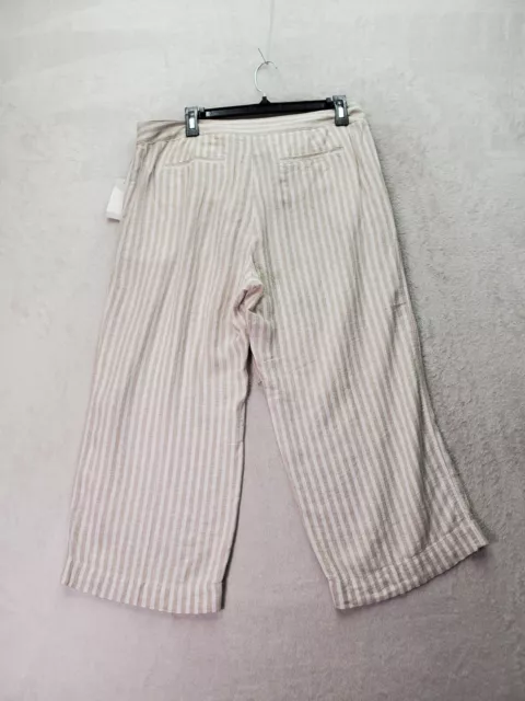 Sanctuary Capri Pants Womens Size 30 Tan Pinstripe Pockets Wide Leg Drawstring 2