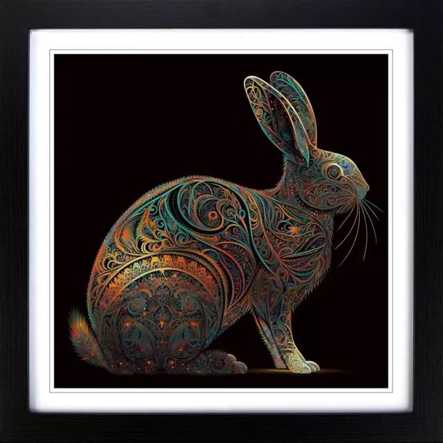 Rabbit Paisley Wall Art Print Framed Canvas Picture Poster Decor Living Room