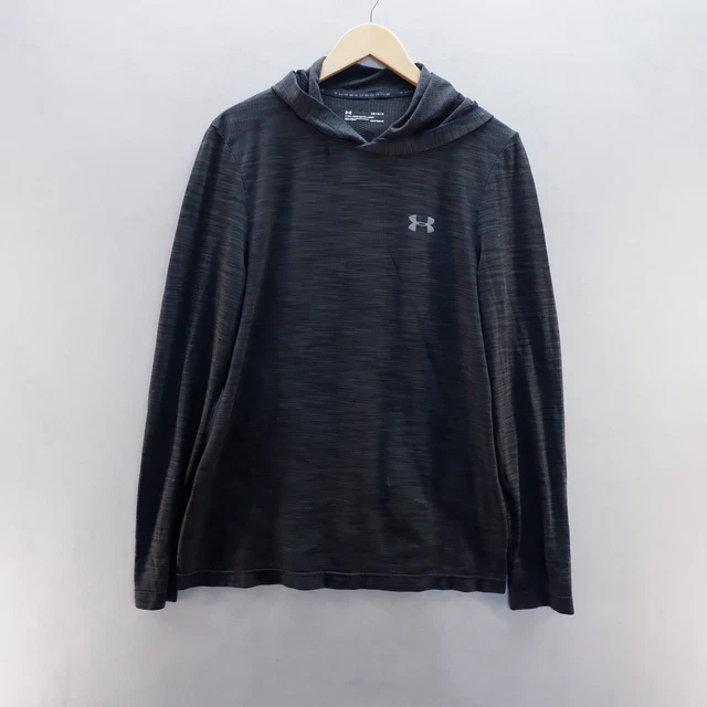 Felpa con cappuccio Under Armour grande logo nero manica lunga compressione abbigliamento attivo uomo