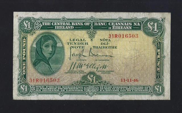 IRELAND REPUBLIC 1 Pound 1946 P-57  VF  KEY DATE