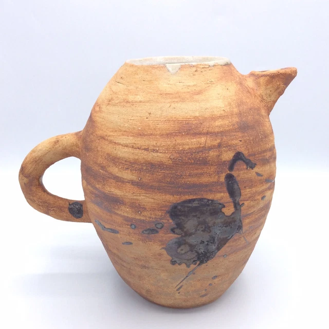 Grand pichet en grès émaillé signé Poterie de la colombe Vallauris Design XXème