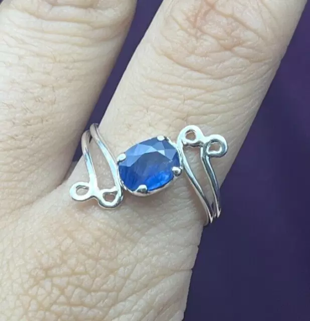 Anillo de compromiso de diseñador de iolita de plata esterlina 925 anillo...