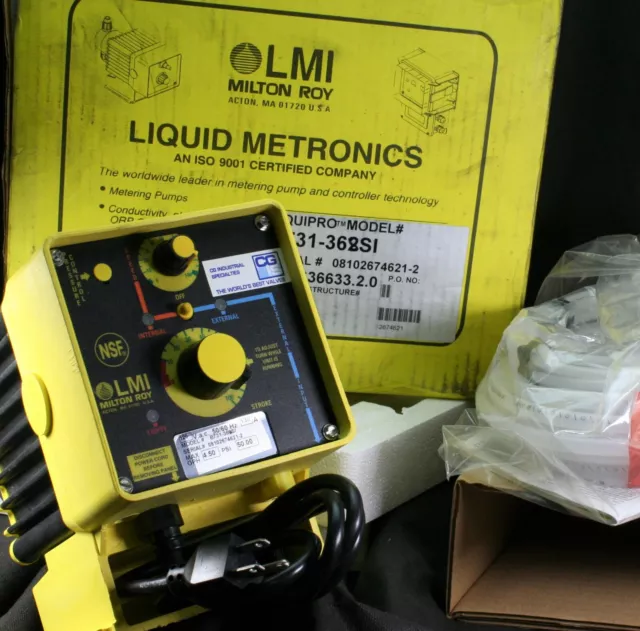 One (1) LMI Liquipro B731-368SI Electronic Metering Pump 50 psi 4.5 gph NEW