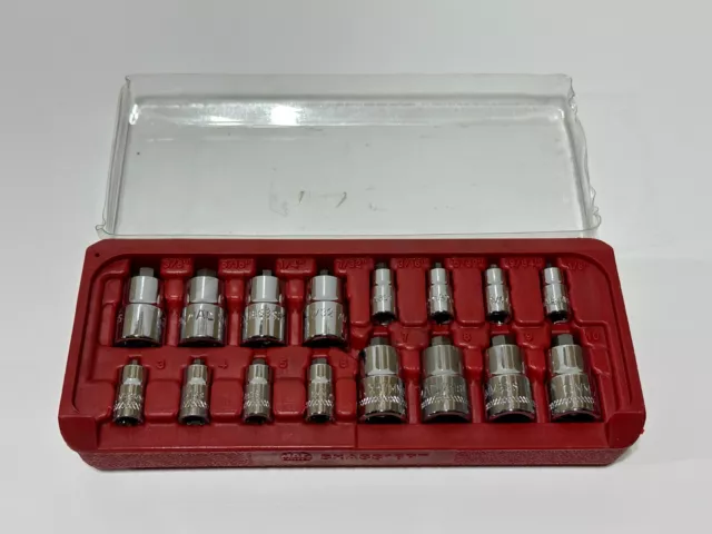 MAC Tools SXASS16PT 16pc SAE  & Metric 1/4" & 3/8" Dr Stubby Hex Bit Socket Set