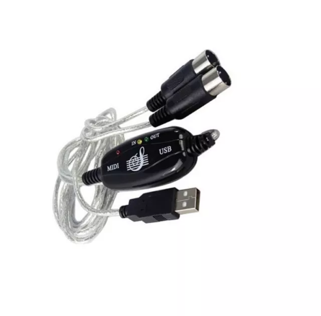 MIDI USB IN-OUT Interface Cable Cord Converter PC to Music Keyboard Adapter