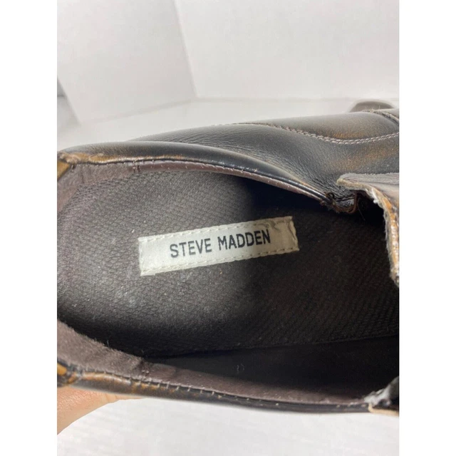 STEVE MADDEN BROWN Leather Slip On Dress Casual Loafers Shoes Mens 12 £