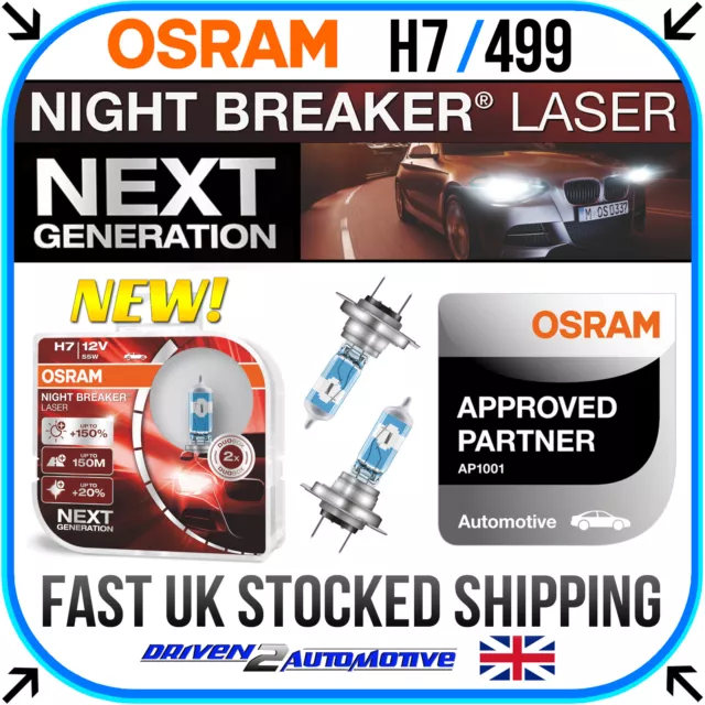 OSRAM NIGHT BREAKER LASER NEXT GEN H7 +150% Bright,+150M Beam, HEADLIGHT 2  BULBS £25.86 - PicClick UK