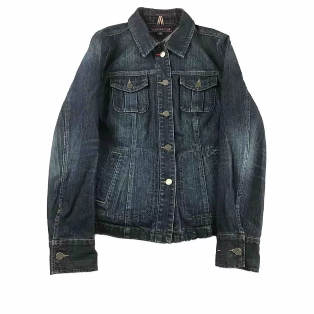 Tommy Hilfiger Jacket Womens Medium Blue Denim Button Up Jeanswear