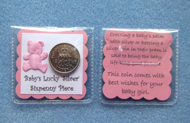 Lucky 'Silver' Sixpence Gift. New Baby*Baby Shower*Christening*Girl*Boy*Neutral