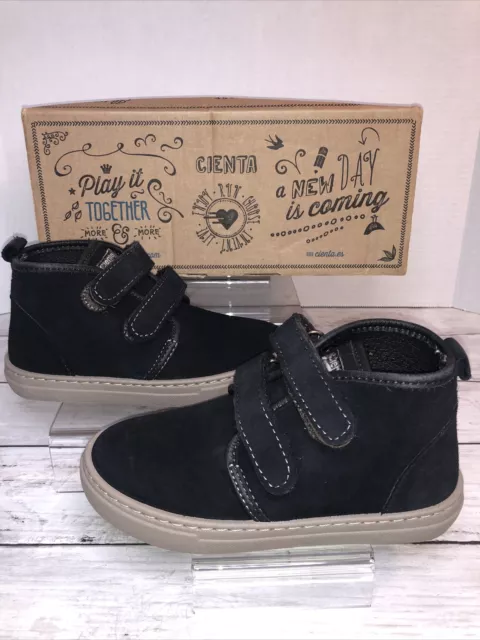 Boys/Little Kids Cienta Ankle Boots - Black Suede - Size US 11.5 M (EU 29) NEW