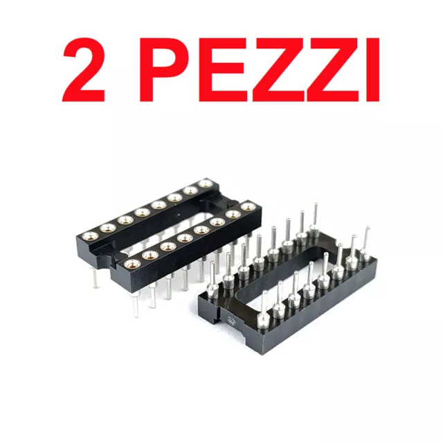 2 pezzi Zoccolo tornito contatti dorati 8+8 DIP-16 PIN THT Tulipano DIL 2,54mm