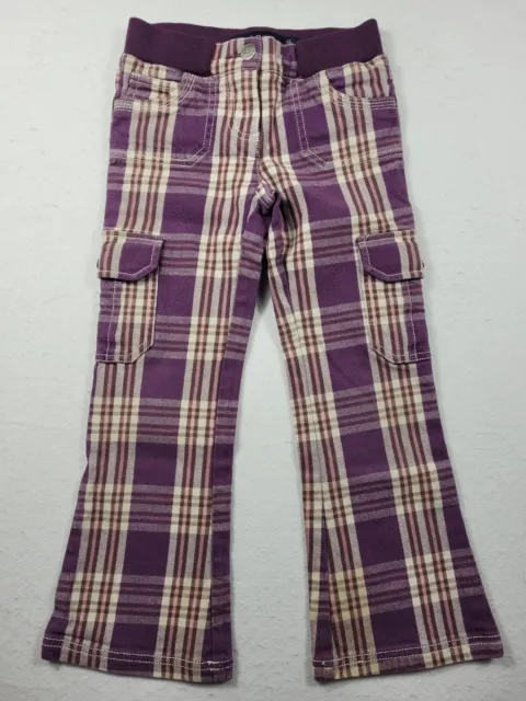 Mini Boden Girl's 6 Pants Bell Bottom Plaid Elastic Waist Pockets Cotton Blend