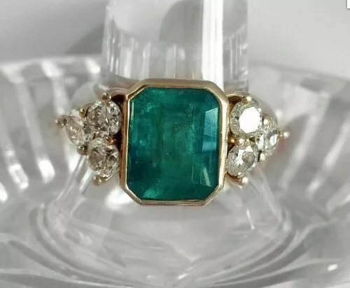 Vintage Art Deco Style Lab Created Green Emerald Engagement 14K Gold Filled Ring