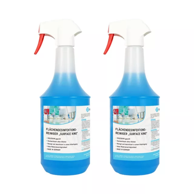 Hygiene King | Desinfektionsreiniger für Oberflächen | begrenzt viruzid | 2x1L