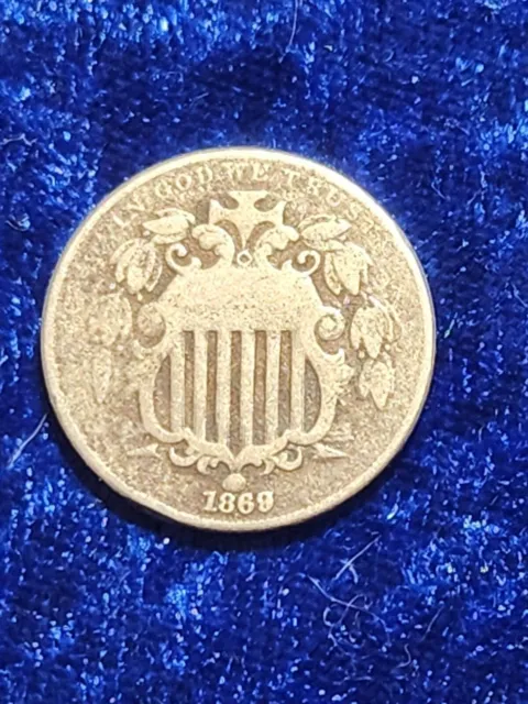 1869 Shield Nickel - 5C coin