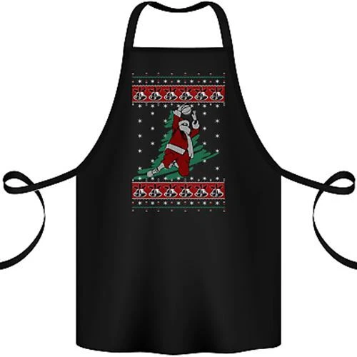 Basketball Santa Player Christmas Funny Cotton Apron 100% Organic