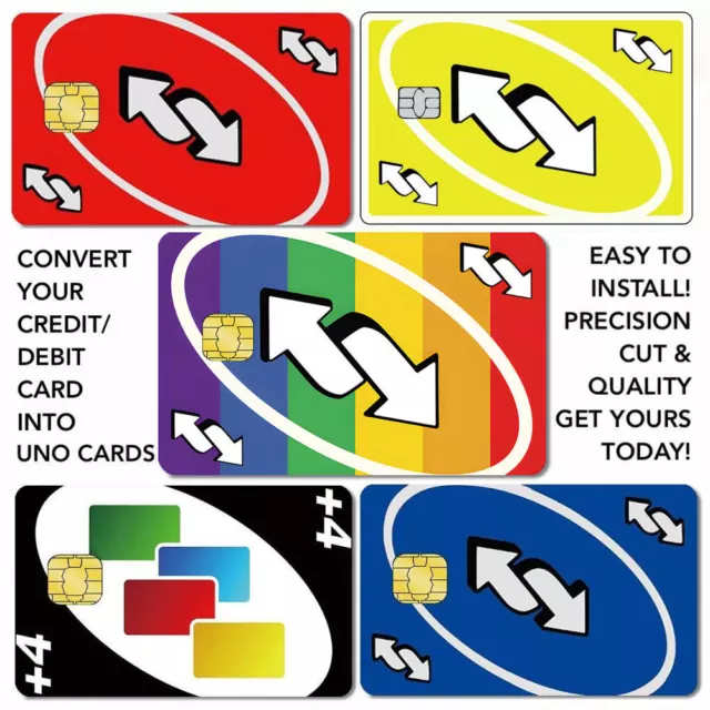 Reverse Card Bank Card 4x Skins Sticker, Uno Credit card funny decal meme  tiktok