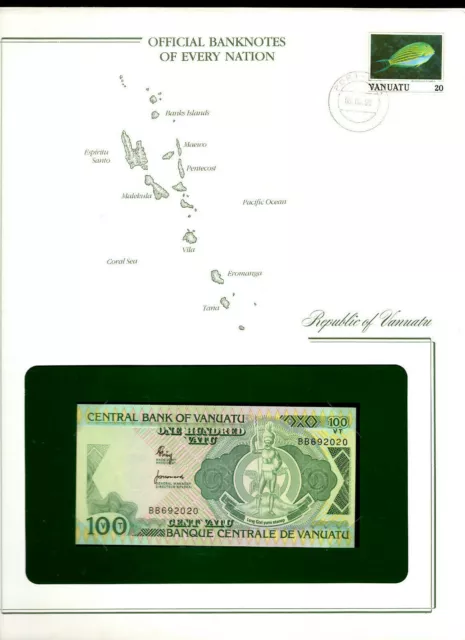 Banknotes of Every Nation Vanuatu 100 Vatu 1982 P-1a UNC Birthday BB692020