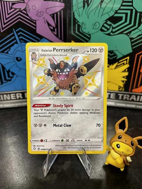 Galarian Perrserker SV087/SV122 Shining Fates Holo Shiny Vault Pokemon Card NM
