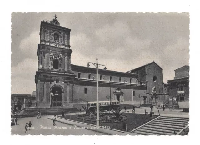 Italia Enna Piazza Mazzini E Duomo Secolo Xiv Cartolina Non Viaggiata Animata Fg