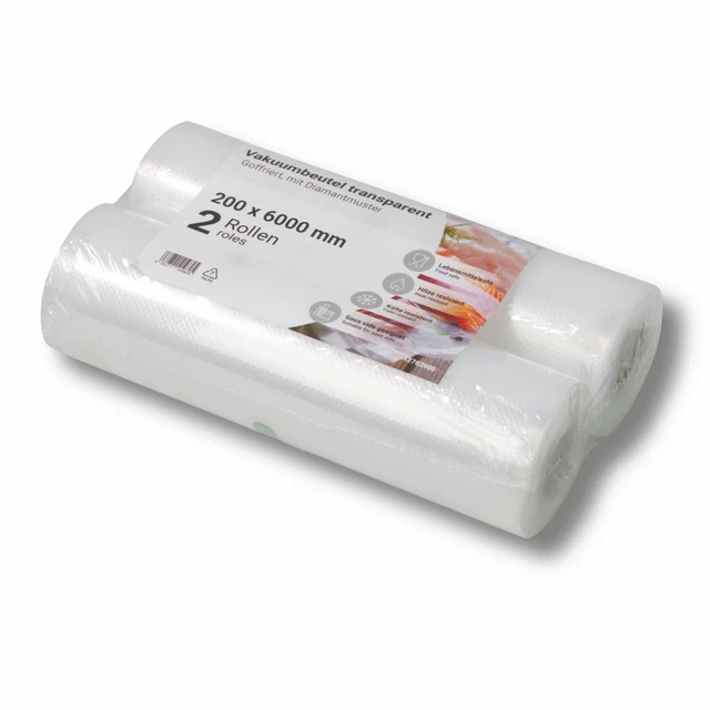 Vakuum Folienrolle , 20 X 600 Cm – Goffriert, Für Sous Vide, Gefrieren & Mehr 6 Rollen Vakuumbeutel